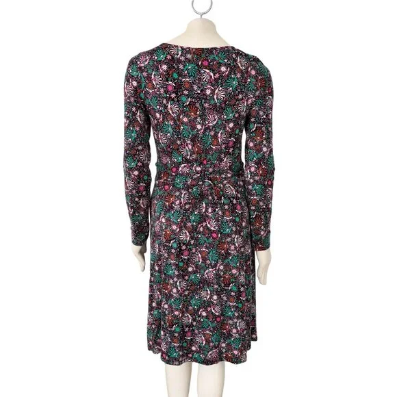 BODEN Abigail Long Sleeve Jersey Dress in Black Florals SZ 8 - Picture 9 of 13